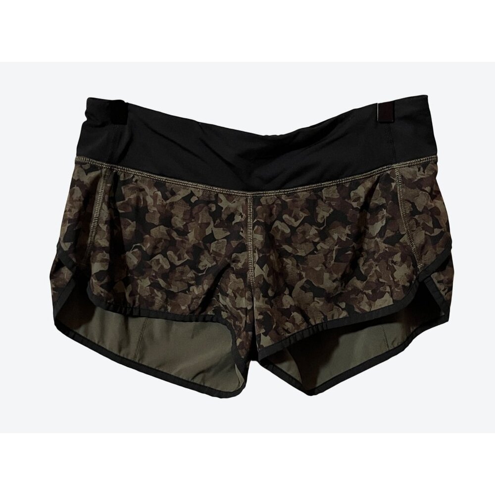 Lululemon Women's Size 6 Lined Shorts Green Black Brown Camouflage 28" x 3"
